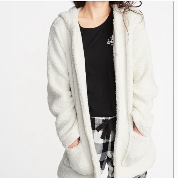 Old Navy Sweaters - Old Navy White Sherpa Hooded Cardigan